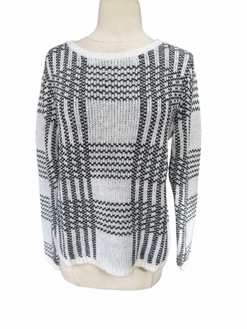 Gap Black & Off White Wool Blend Crewneck Sweater